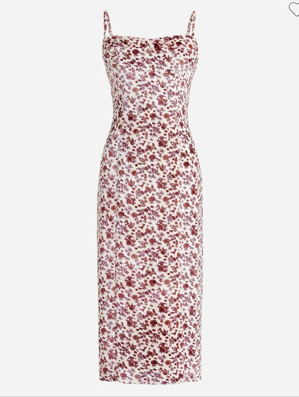 J. Crew Cream Midi Dress with Burgundy Floral Print
